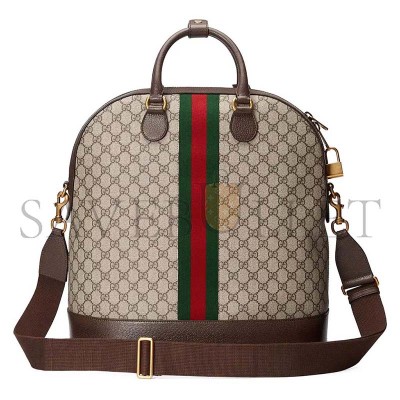 GUCCI GG SUPREME MONOGRAM TEXTURED DOLLAR CALFSKIN WEB SMALL OPHIDIA SAVOY BOWLING TOTE 724654 (43.5*39*21cm)